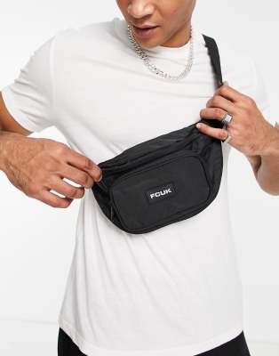 French Connection FCUK zip pocket bumbag in black