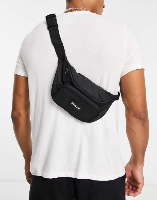 French Connection FCUK zip pocket fanny pack in black ASOS