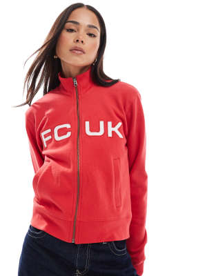 French Connection Fcuk Zip Through Sweater In Red