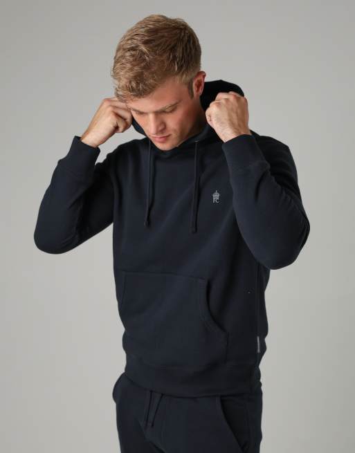 French Connection - Felpa con cappuccio blu navy in misto cotone, 4 di 4