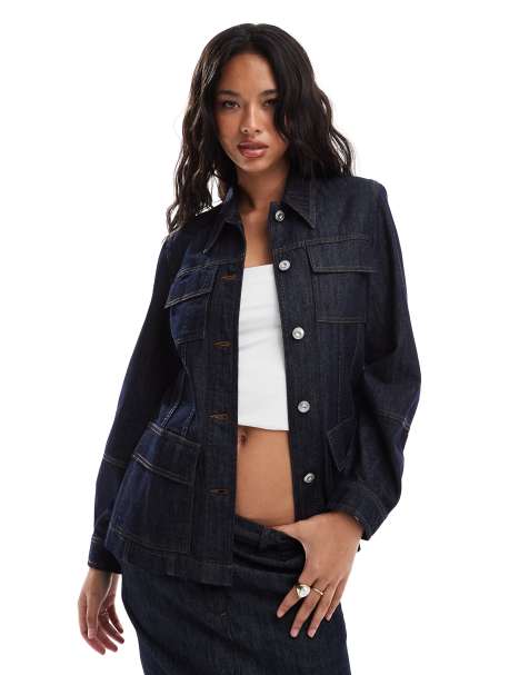 French Connection Finley dark denim jacket in blue co-ord - view 1
