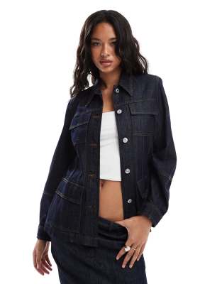 Finley dark denim jacket in blue - part of a set