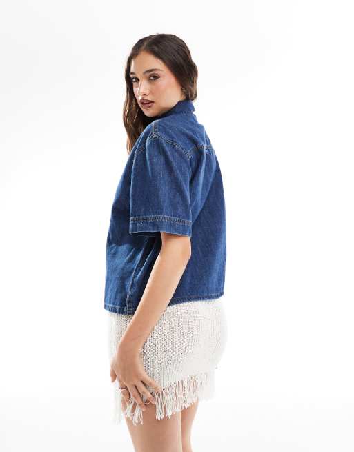French Connection - Finley - Vintage-blå denimskjorte , 3 af 4