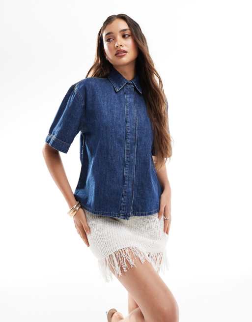 French Connection – Finley – Vintageblå jeansskjorta , 4 av 4