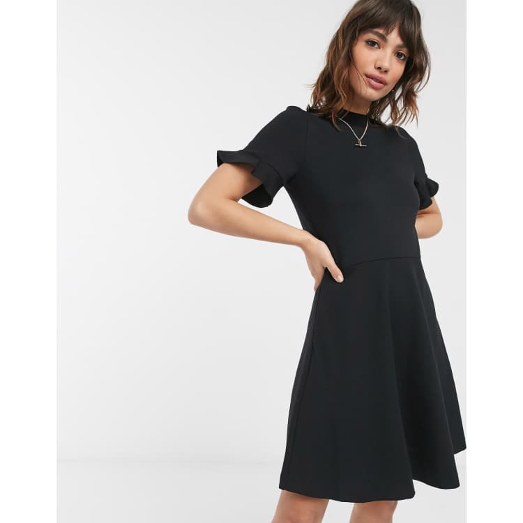 Ruffle sleeve fit on sale and flare dress