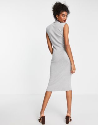 grey fitted midi dress