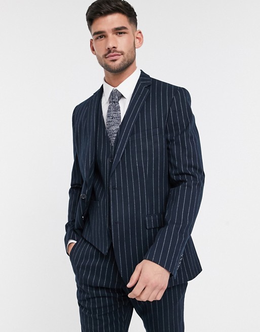 French Connection flannel chalk stripe slim fit suit jacket