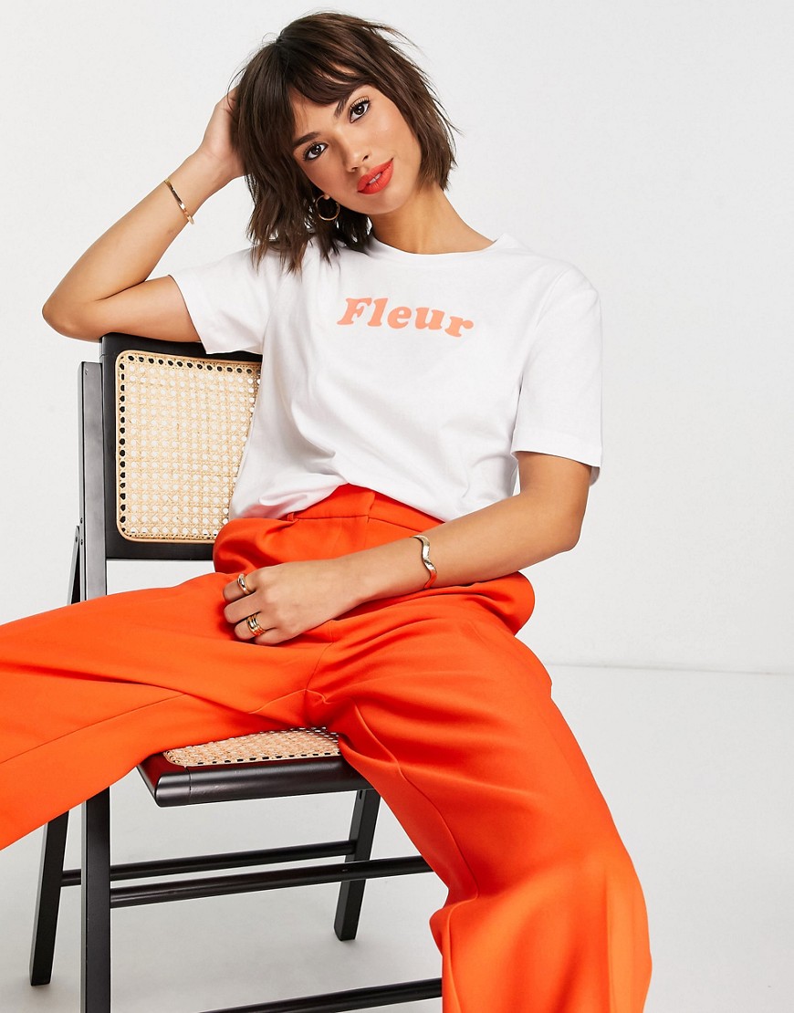 French Connection fleur logo t-shirt in white