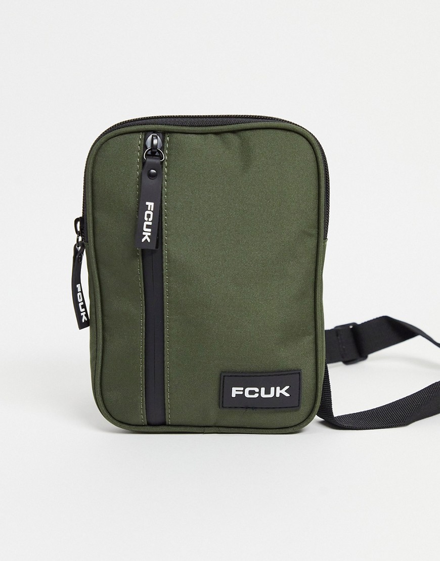 French Connection flight bag in khaki and white-Green
