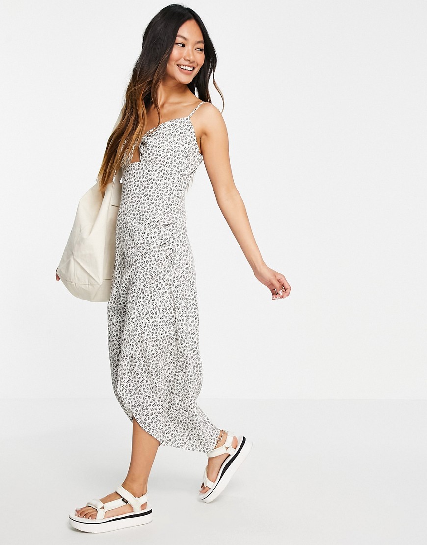 French Connection floral ditsy midaxi dress in white