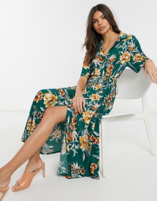 Clam middelen B.C. French Connection floral midi shirt dress in evergreen multi - French  Connection online sale | Coshio Online Shop