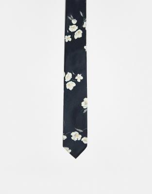 French Connection floral tie in marine floral - ASOS Price Checker