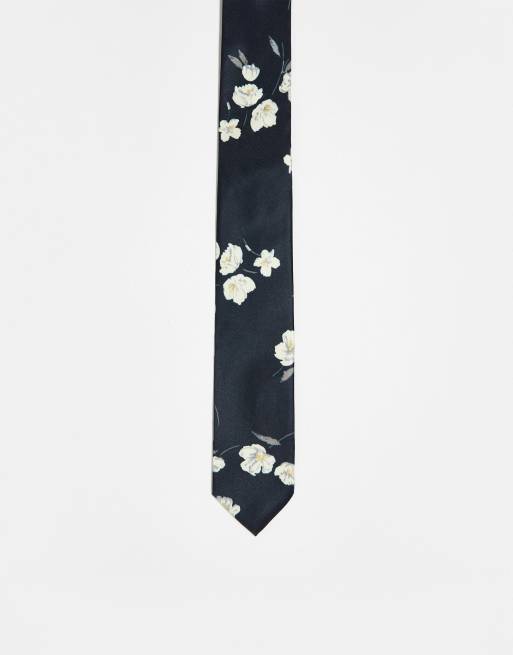 French Connection floral tie in marine floral | ASOS