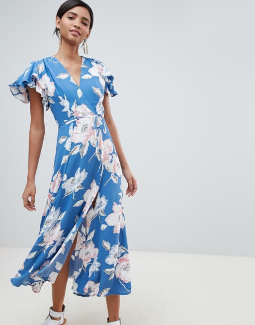 French Connection Floral Wrap Midi Dress