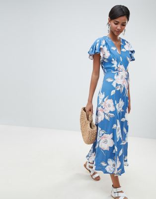 french connection floral wrap dress