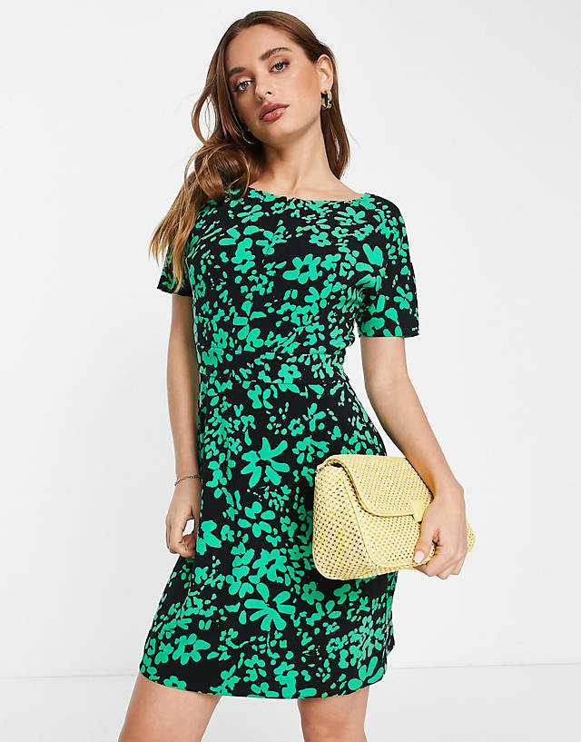 French Connection - florey crepe print mini dress in black