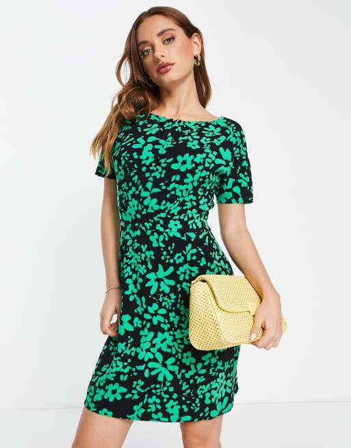 French Connection florey crepe print mini dress in black