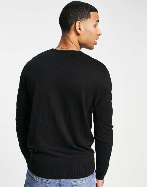 French Connection formal crew neck knitted jumper in black ASOS