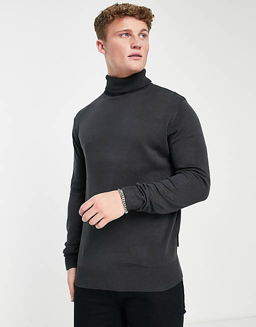 French Connection formal knitted roll neck jumper in grey
