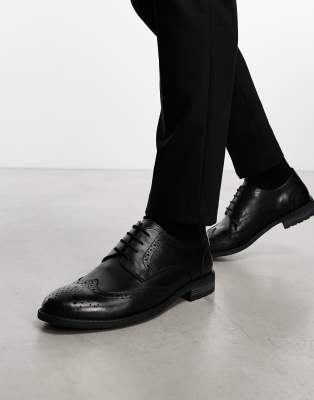 FRENCH CONNECTION FORMAL LEATHER BROGUES BLACK