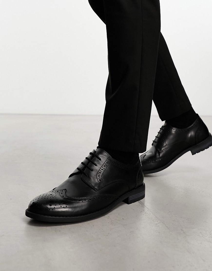 French Connection formal leather brogues black