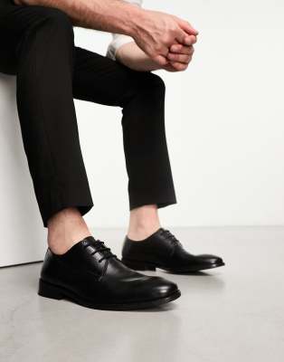 French Connection Formal Leather Derby Lace Up Shoes In Black