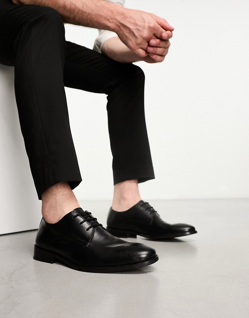 formal leather derby lace up shoes in black