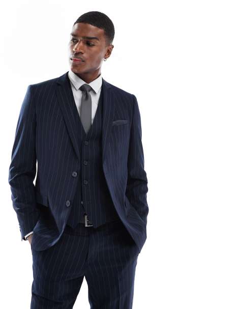 French Connection formal suit jacket co-ord in navy stripe - view 1