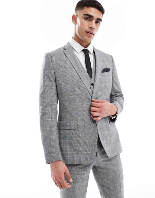 French Connection formal suit jacket in gray plaid - part of a set