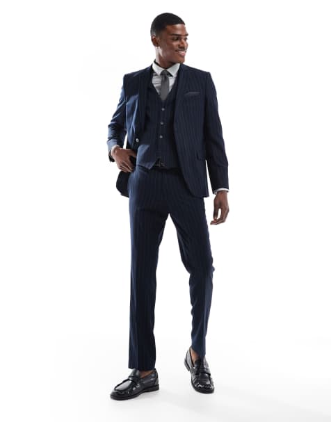 French Connection formal suit pants in navy stripe - part of a set - view 1