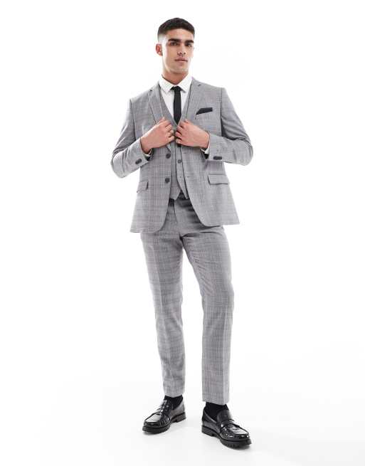 French Connection formal suit set in gray check