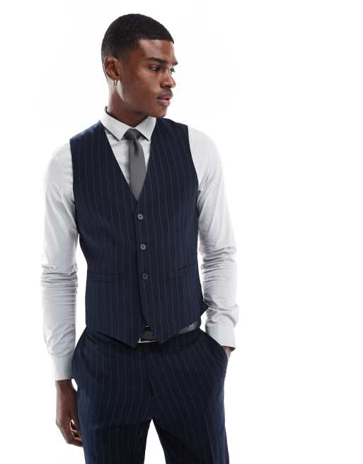 French Connection formal suit waistcoat in navy stripe (part of a set)