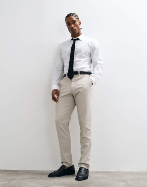 French Connection formal tapered smart trouser in stone - view 1