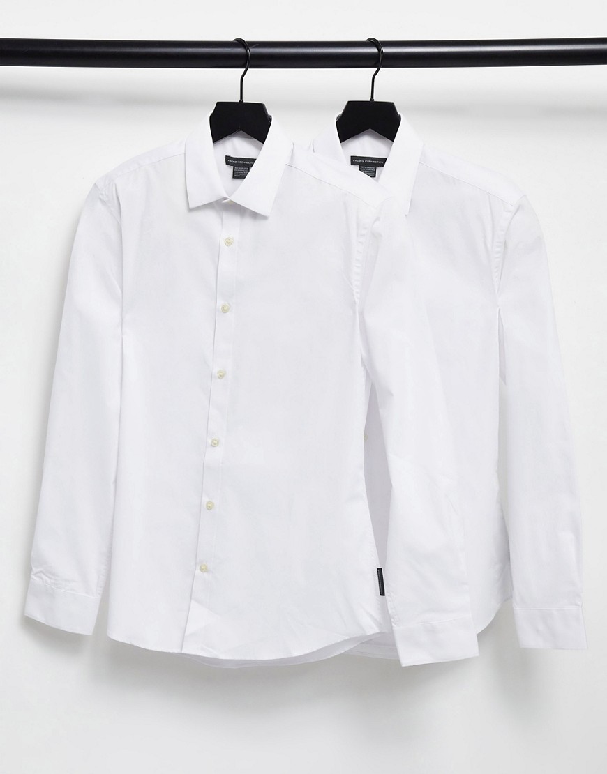 French Connection – Formella skjortor med smal passform i 2-pack-Vit