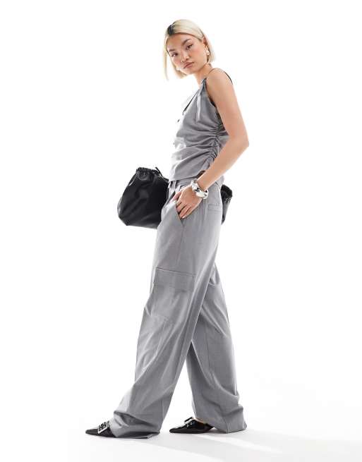 French Connection Franklin barrel leg tailored pants in gray - part of a set