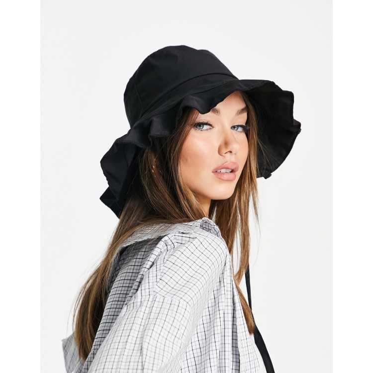 French connection frill bucket hat in black | ASOS display picture 1