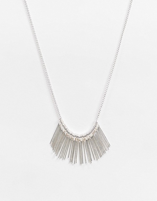 French Connection fringed silver necklace