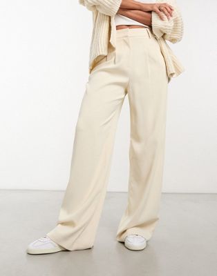 French Connection front pleat trousers in camel  - ASOS Price Checker