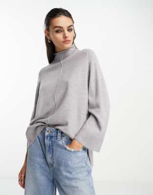 French Connection front seam wide sleeve jumper in grey - ASOS Price Checker