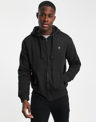 French Connection Overhead Logo Hoodie In Black In Navy