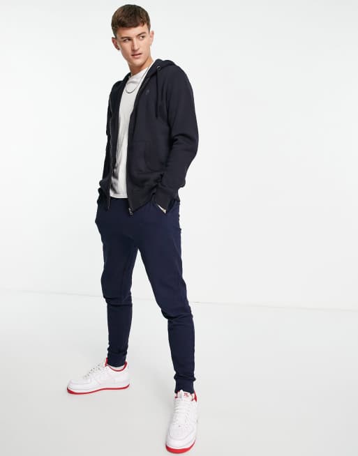 French Connection full zip hoodie in navy ASOS