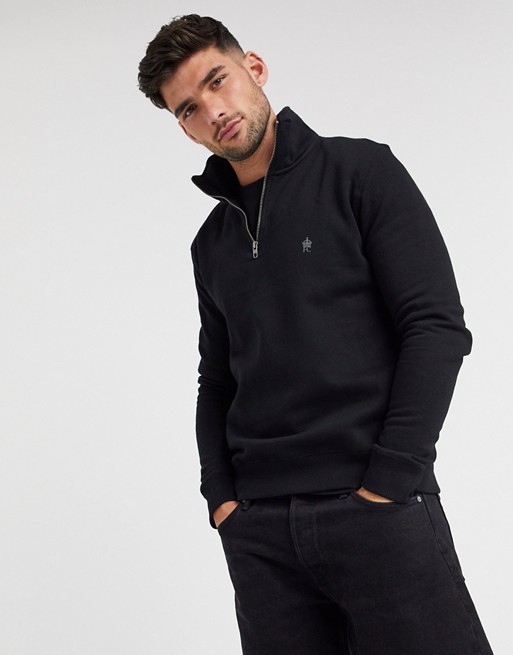 French Connection funnel neck half zip sweatshirt in black