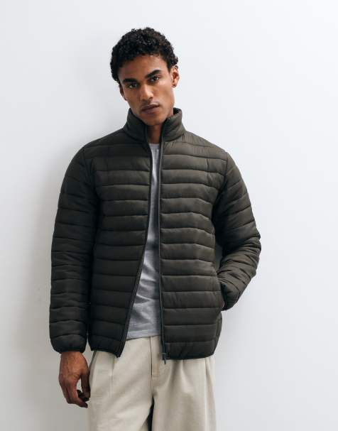 French Connection funnel neck lightweight puffer jacket in khaki - view 1