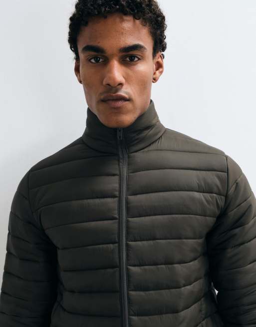 French Connection funnel neck lightweight puffer jacket in khaki, 4 of 5