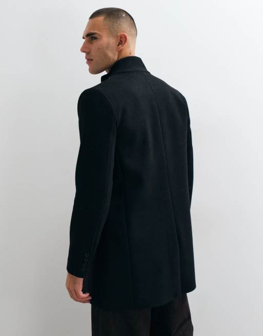 French Connection funnel neck wool mix coat in black, 2 of 5