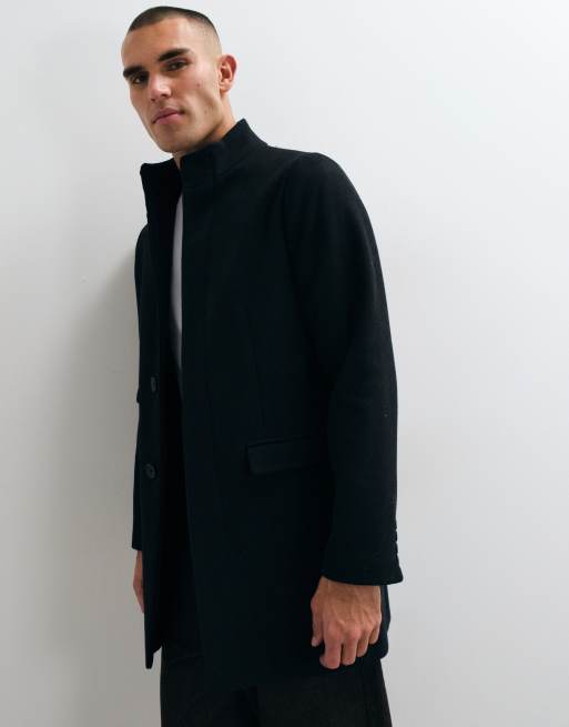 French Connection funnel neck wool mix coat in black, 4 of 5