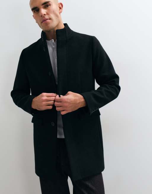 French Connection funnel neck wool mix coat in black, 5 of 5