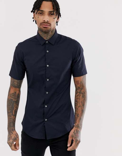 French Connection - Gładka koszula z krótkimi rękawami ze stretchem, 3 z 4