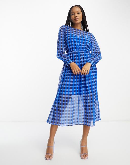 Zara blue gingham outlet dress