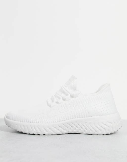 French Connection - Gebreide hardloopschoenen met logo in wit